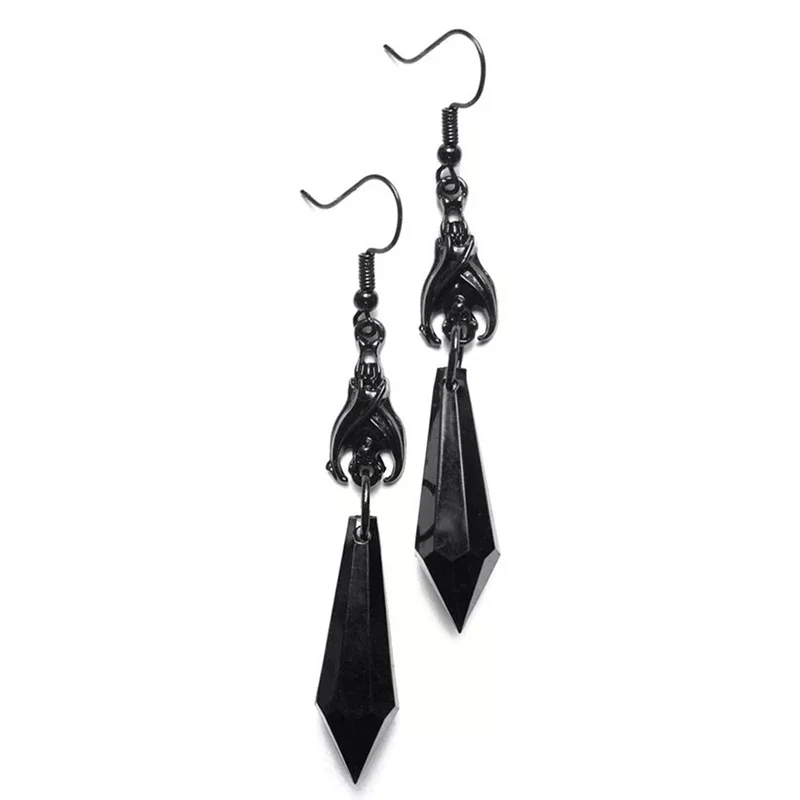 Gothic Jewelry,Black Bat Earrings With Red Teardrop Beads, Earrings, Alternative Jewelry,Gothic Gift For Her,Bat Lover,Halloween