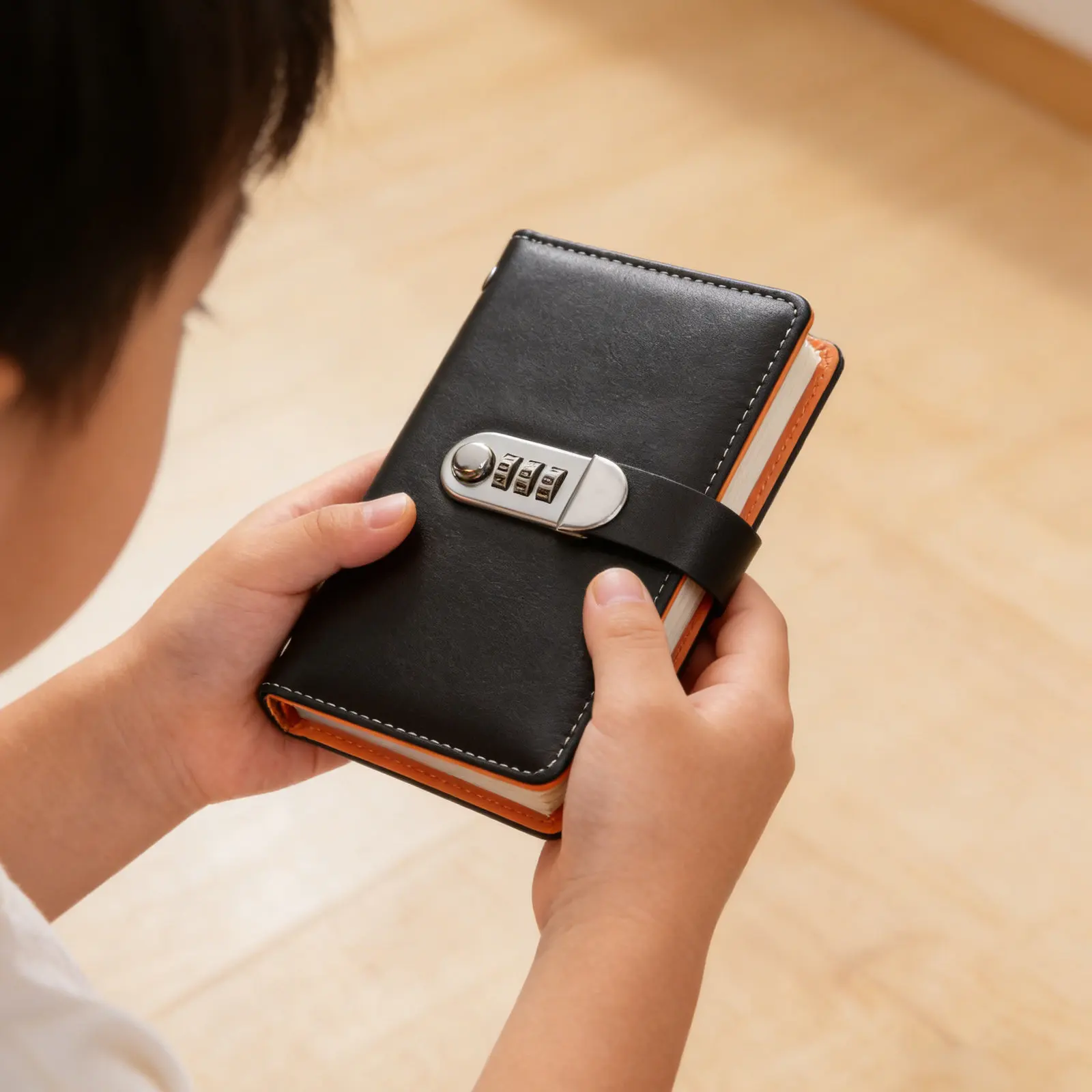 Password Book with Lock Small Compact PU Material 6.88x4.32in Secure Combination Lock Money Saving Storage Binder Journal