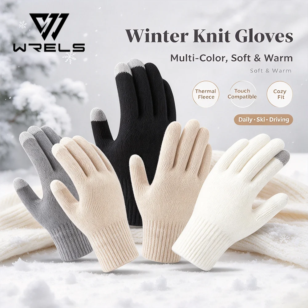 1/2/3Pairs Winter Warm Gloves Knitted Touchscreen Windproof Cold Weather Mittens Women Men Elastic Thicken Outdoor Working Glove