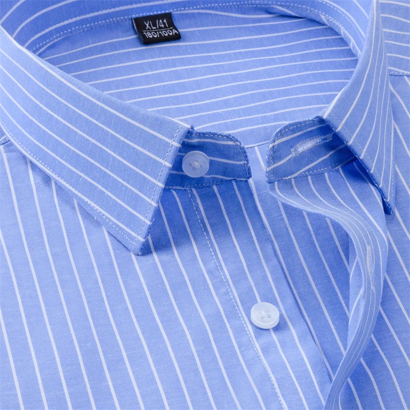 New Men Formal Shirt Long Sleeve Office Solid Color Striped Fashion Business Pocket White Social Shirt Men's Clothing 7XL 8XL