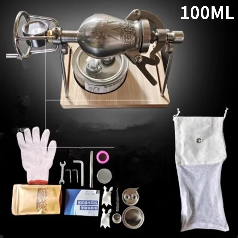 Hand Popcorn Machine Open Firing Popcorn Puffing Machine Stainless Steel Mini Popper Small Manual Popcorn Maker Open Firing