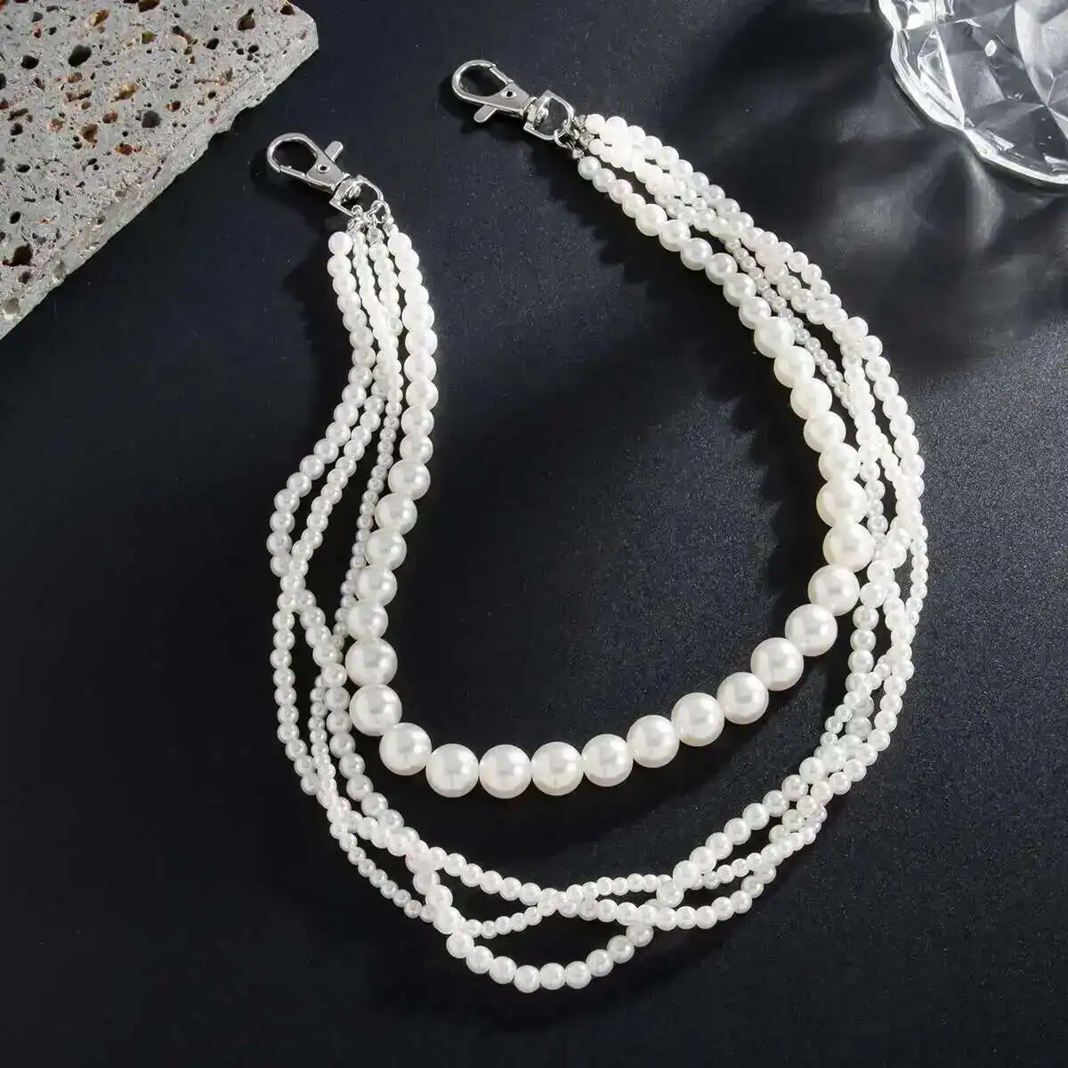 Salircon موضة متعدد الطبقات تقليد اللؤلؤ حزام السراويل سلسلة الرجال 2025 جديد ارتداء اليومي مفتاح المحفظة ملحقات السلسلة مجوهرات #5