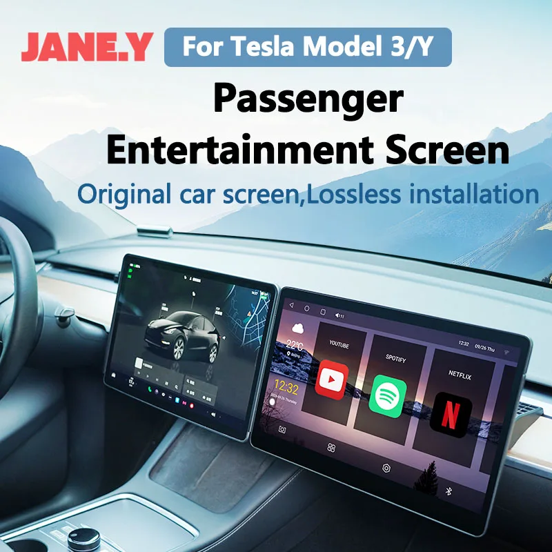 15.6Inch Modify Car Digital Screen For Tesla Model 3/Y 2019-2024 Co Pilot Dedicated Passenger Entertainment Screen plug and play