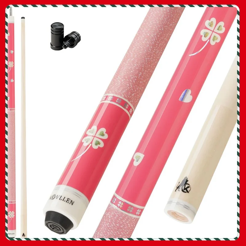 KONLLEN KL-Pink Pool Cue Stick with 11.5/12.5mm Tip  Carbon Maple Shaft  3 * 8/8 Joint 148cm for Girl Pool Billiard cue Stick