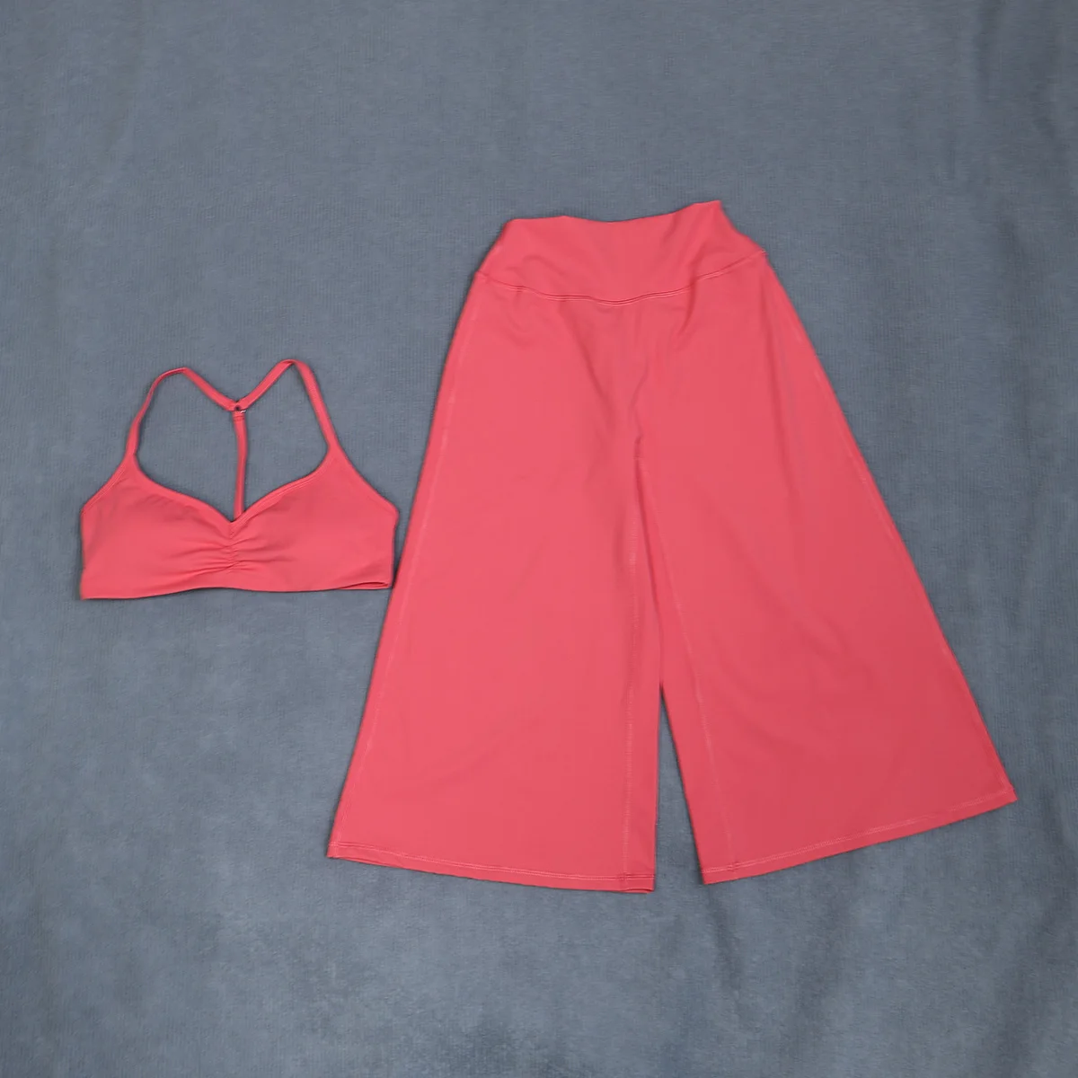 Ctenkevet Damen-Sportset, 2-teilig, rückenfreier Push-up-Yoga-BH, Pilates-Trainingsoberteil, Caprihose mit hoher Taille und weitem Bein, schnelltrocknender Sportanzug für das Fitnessstudio – Detail 16