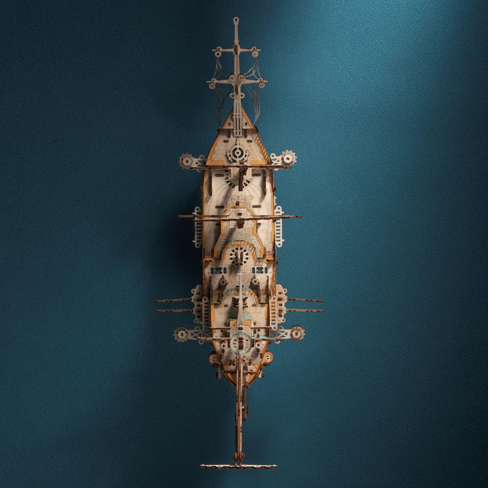 Puzzle 3D en bois à monter soi-même, bateau Pirate mystère du futur, modèle d'assemblage fait à la main, décoration de bureau, ornements Steampunk, cadeau pour enfant et adulte