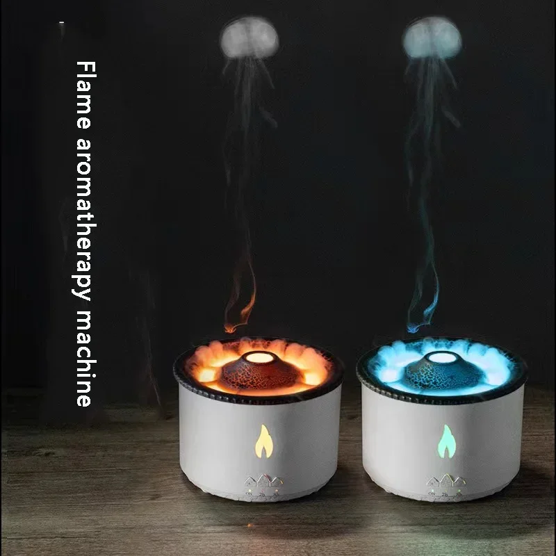 

Flame Aromatherapy Air Humidifier Jellyfish Electric Aroma Diffuser Lava Volcano Design Spitting Circle Humidifier Home Decor