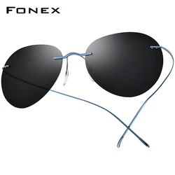 FONEX Titan Randlose Sonnenbrille Männer Ultraleicht Koreanische Rahmenlose Schraubenlose Pilot Aviador Polarisierte Sonnenbrille für Frauen F85695