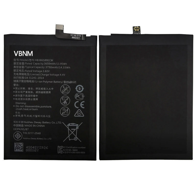 3750mAh High Capacity Battery HB386589ECW HB386590ECW For Huawei P10 Plus Honor 8X View10 V10 Mate 20 Lite Nova 3 4 5T Batteries