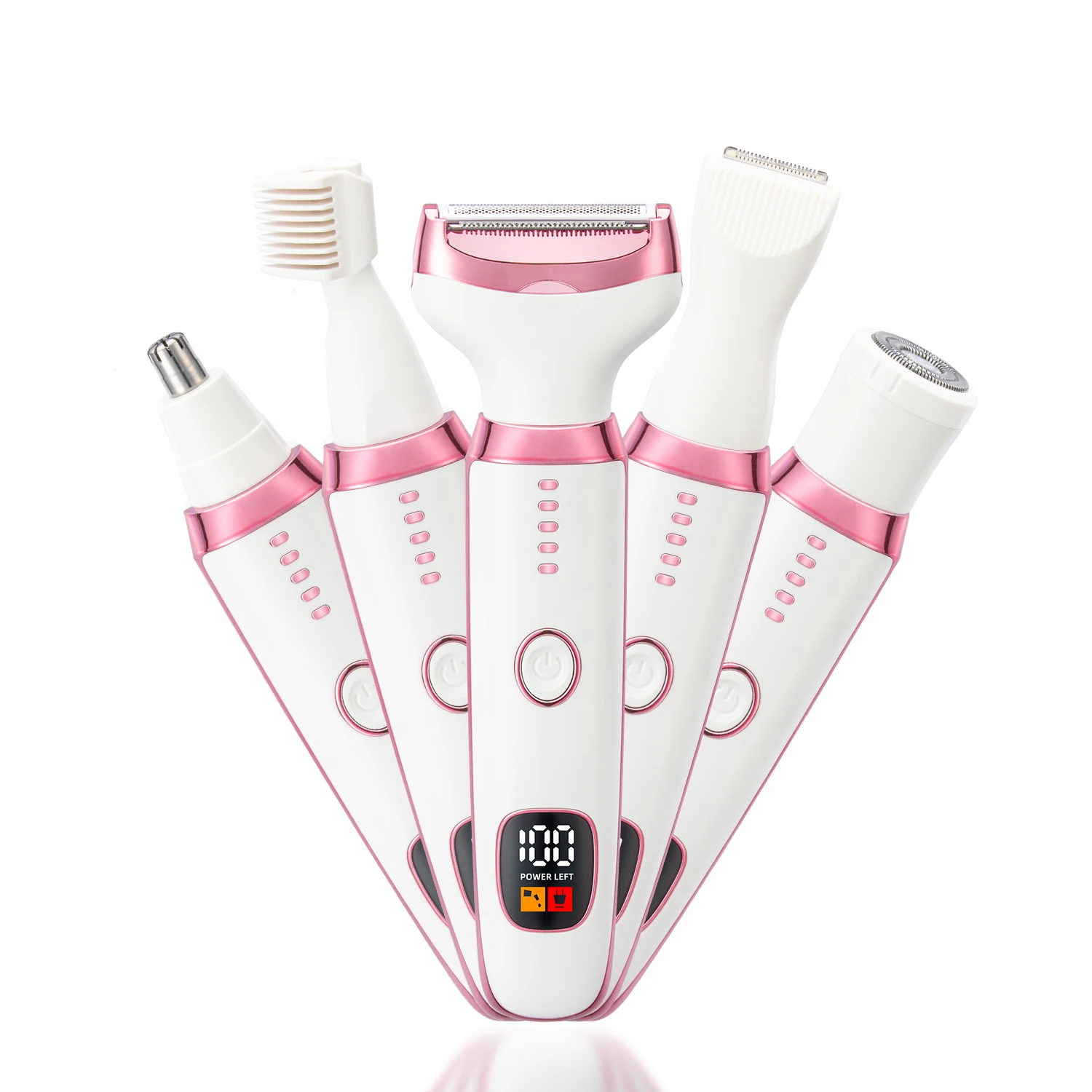 Electric Razors for Women 5-in-1 Facial Hair Removal Face Pubic Shaver Bikini Trimmer Portable Ladies