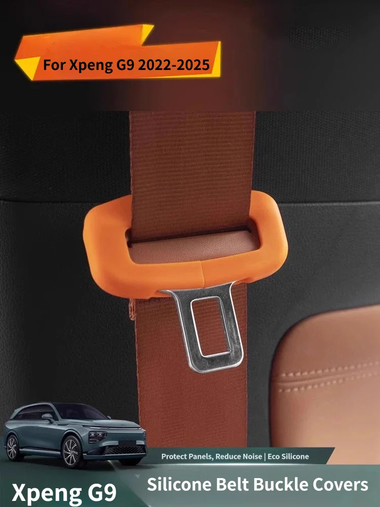 For Xpeng G9 2022-2025 Front Rear Car Seat Belt Buckle Clip Protector Silicone Seat Belt Cover Interior Accessories