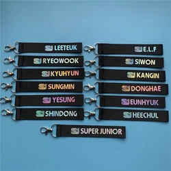 KPOP Super Junior Keychain Keyring Pendant Fashion Laser Mobile Phone Lanyard Bag Accessories LEETEUK YESUNG SIWON Fans Gift F65