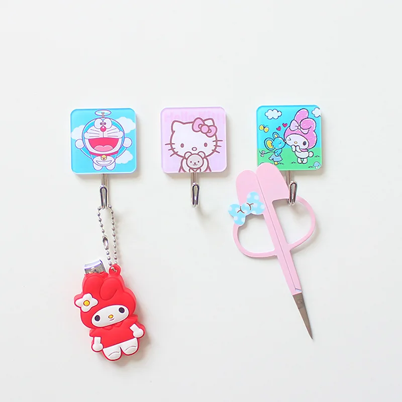 Sanrio Hook Cartoon My Melody Hello Kitty Kawaii Anime Cute Student Dormitory Bedroom Acrylic Kitchen Wall Bull Hook Toys Girls