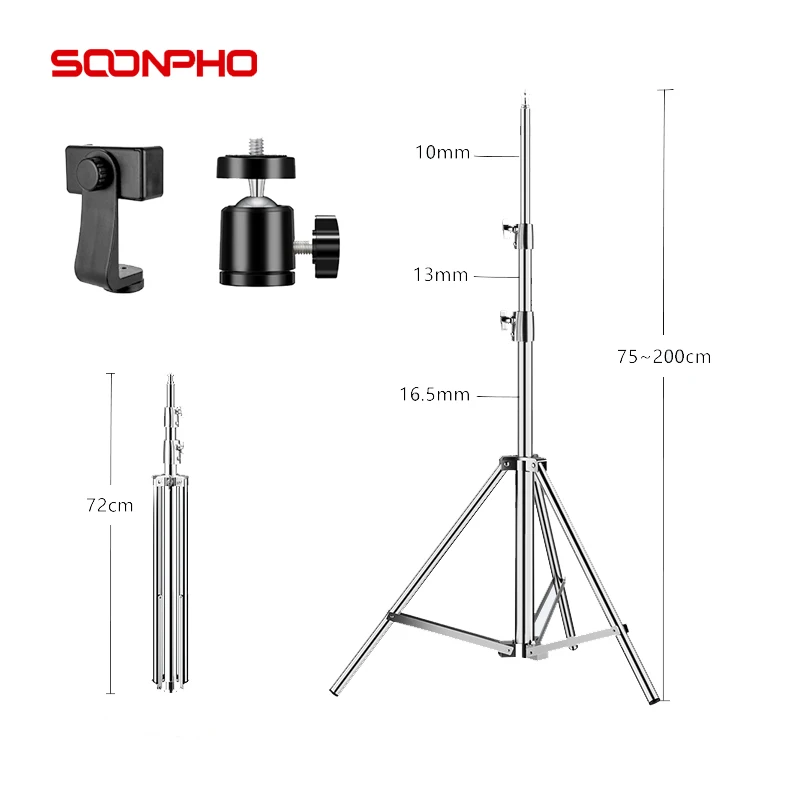 Tripod for Cell Phones Godox Photography Ring Light Softbox with Ball head Support 200cm Aluminum Lighting stand