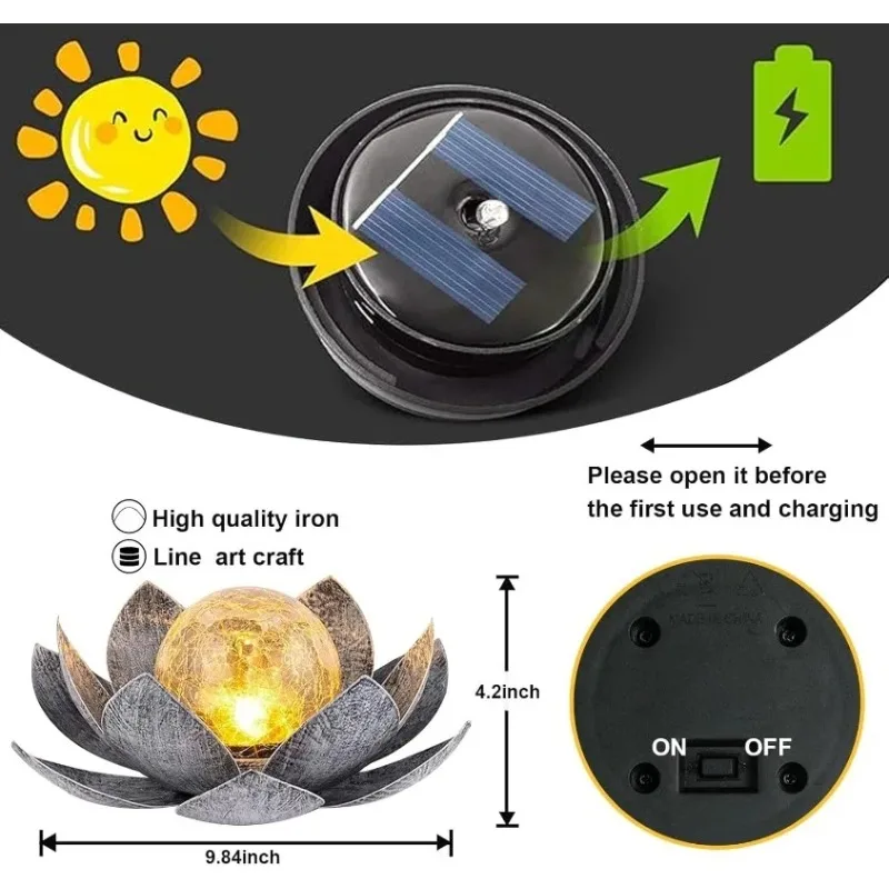 Premium Solar Outdoor Fake Lotus Flower Light, Waterproof LED Lantern for Cemetery Gravesite Decoration and Memorial Day
