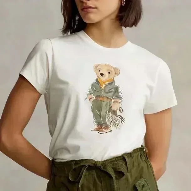 Bear Graphic T-Shirt Fashion Trends Funny Round Neck T-shirt Womens Clothes Sporty Casual Tops Brand Clothing Y2k Top  Graphic
