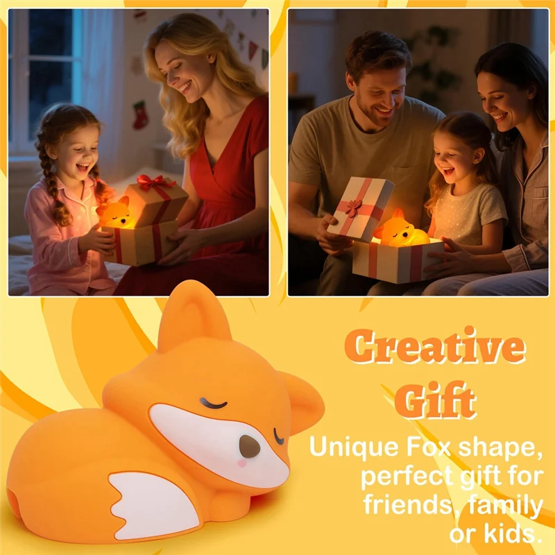 【NUEVA-VENTA】Luz nocturna bonita, lámpara táctil de cabecera con luz nocturna de animales de silicona regulable, regalos para decoración de dormitorio de niños