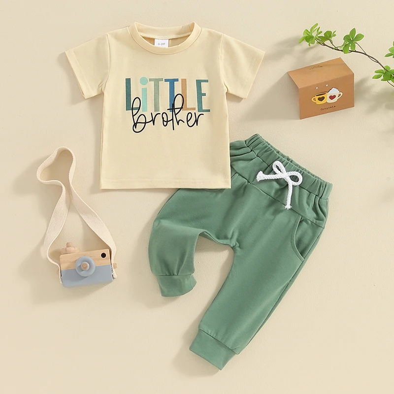 2024-01-11 Lioraitiin Summer Baby Boys Brother Outfit Letter Print t-shirt a maniche corte e pantaloni elastici Set di vestiti