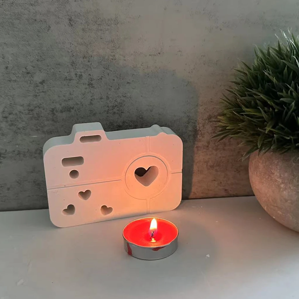 Heart Camera Aromatherapy Candle Silicone Mold Plaster Drop Glue Pendant Love Hollow Cute Camera Diffuser Stone Decoration Mold