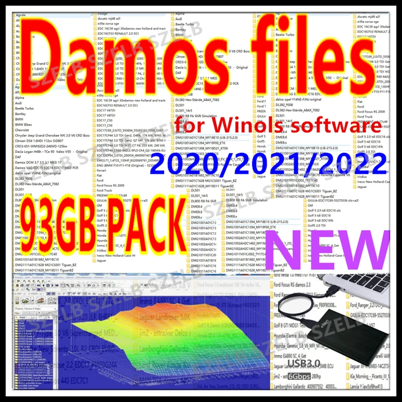 Newest All Data 93GB WINOLS DAMOS Big Archive Damos Mappacks for Winols 4.7 Software BIG PACK Package Chip Tuning Maps with HDD