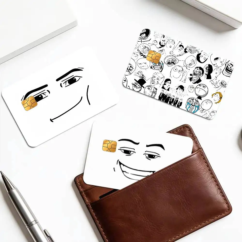 Meme face Comfortable soft  Cartoon Credit Card Skin Stickers For Bank Card Bus Metro Card Sticker Waterproof Women Gift