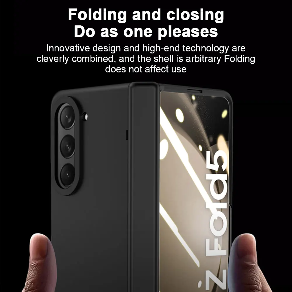 

Simple Solid Color Skin Feel Hinged Folding Case For Samsung Galaxy Z Fold 5 Shell Film Integrated All-inclusive Protection Case