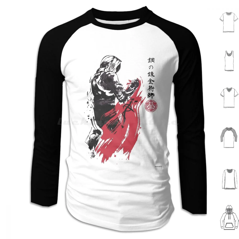 Sudadera con capucha Edward Sumi-E de algodón de manga larga, diseño de Alphonse Ulric Edward Ulric Sumie, anime japonés, Brotherhood Fullmetal Alchemist
