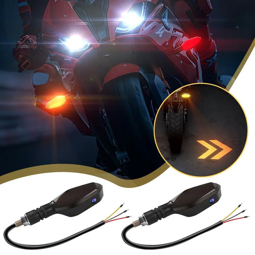 Motorcycle LED Turn Signal Lamp Color Projection Lamp Warning Led High-Bright Ambient Waterproof Turning Accessories Light D9V4
