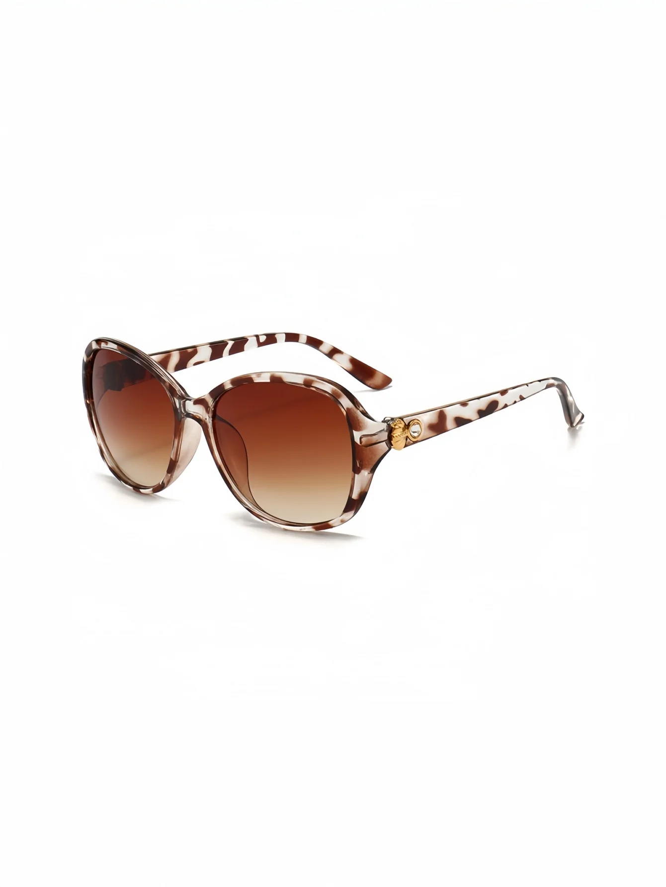 European and American women's retro round frame with metal plated accessories, exquisite and atmospheric sunglasses, daily sun p view 4