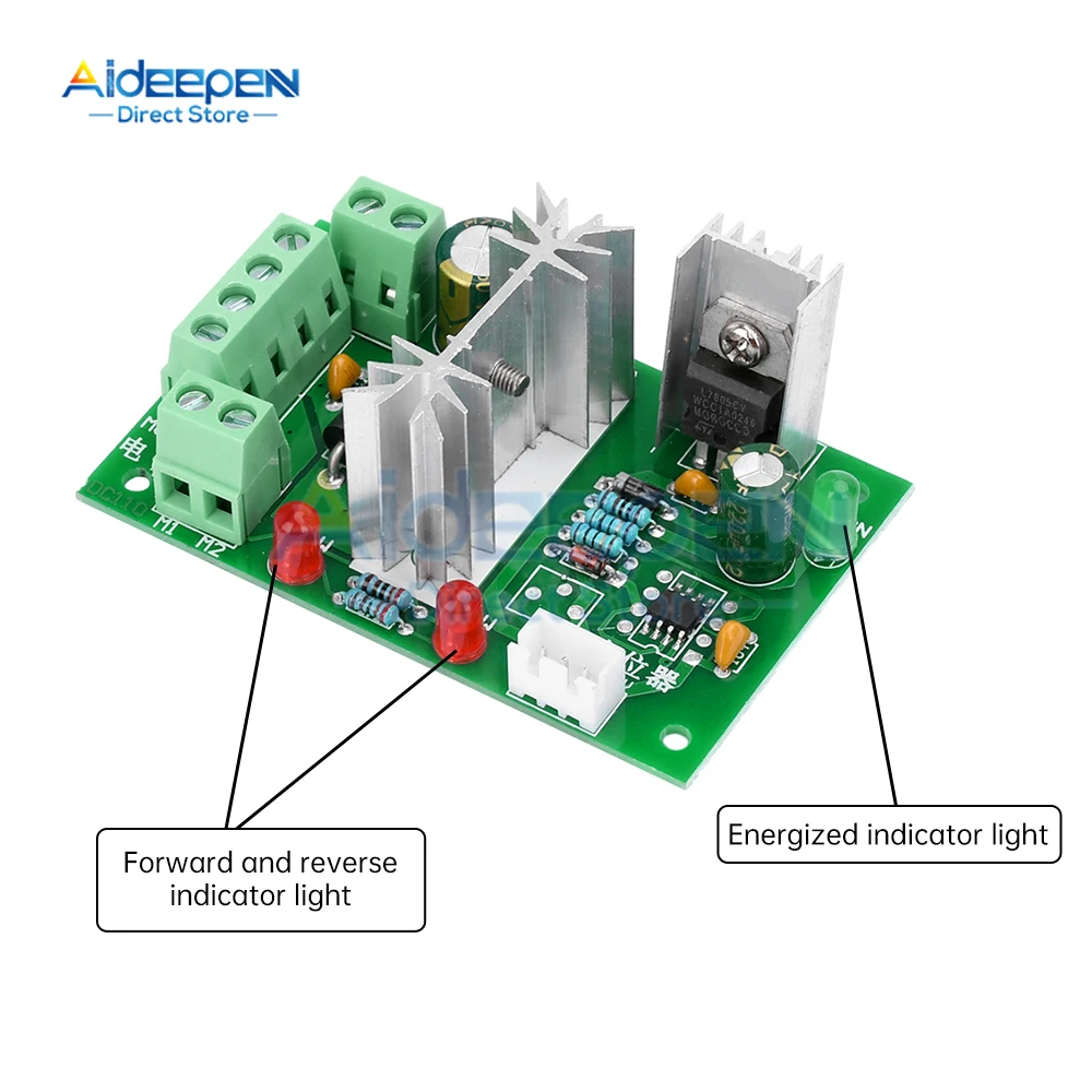 DC6-60V Motor Speed Controller Module High Power 30A PWM DC Motor Speed Regulator Barrier Terminal Blocks 6V 12V 24V 36V 48V 60V