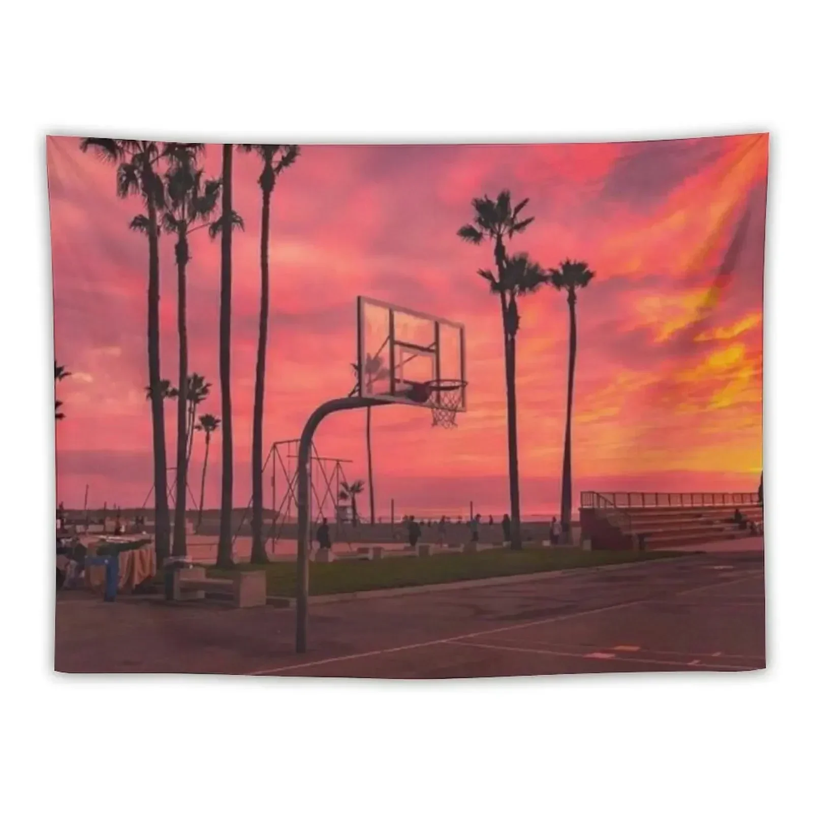

Basketballground And Purple Sunset Tapestry Wallpaper Bedroom Wall Decoration Custom Tapestry