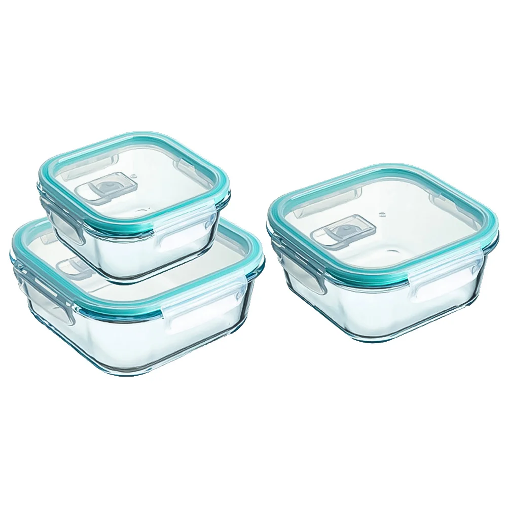 

3 Pcs Lunch Boxes Food Container Glass Bowl for Picnic Safe Adorable Case Lovely Simple