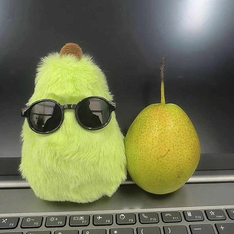 Cute Plush Green Pear Doll Pendant Creative Sunglasses Pear Doll Backpack Pendant Girl Gift