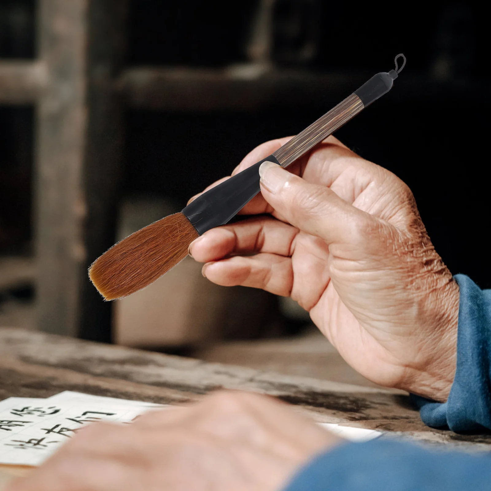 1pc Wolf Hair Big Brush Calligraphy Pens Chinese Drawing Extra Large Yellow Student Sturdy Durable Smooth Writing Watercolor