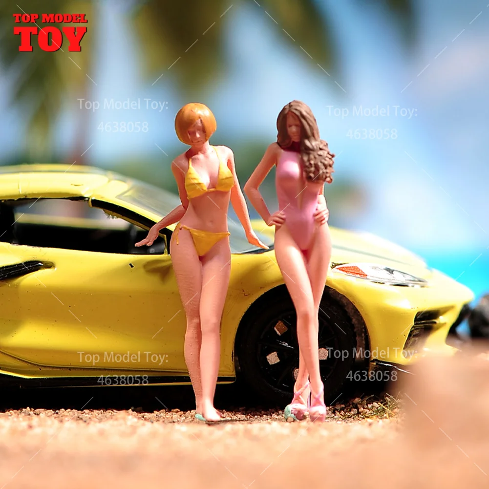 

Painted Unpainted Miniatures 1/64 1/43 1/87 Beautiful Car Model Wearing A Bikini Female Scene Figure Dolls For Vehicles Toy