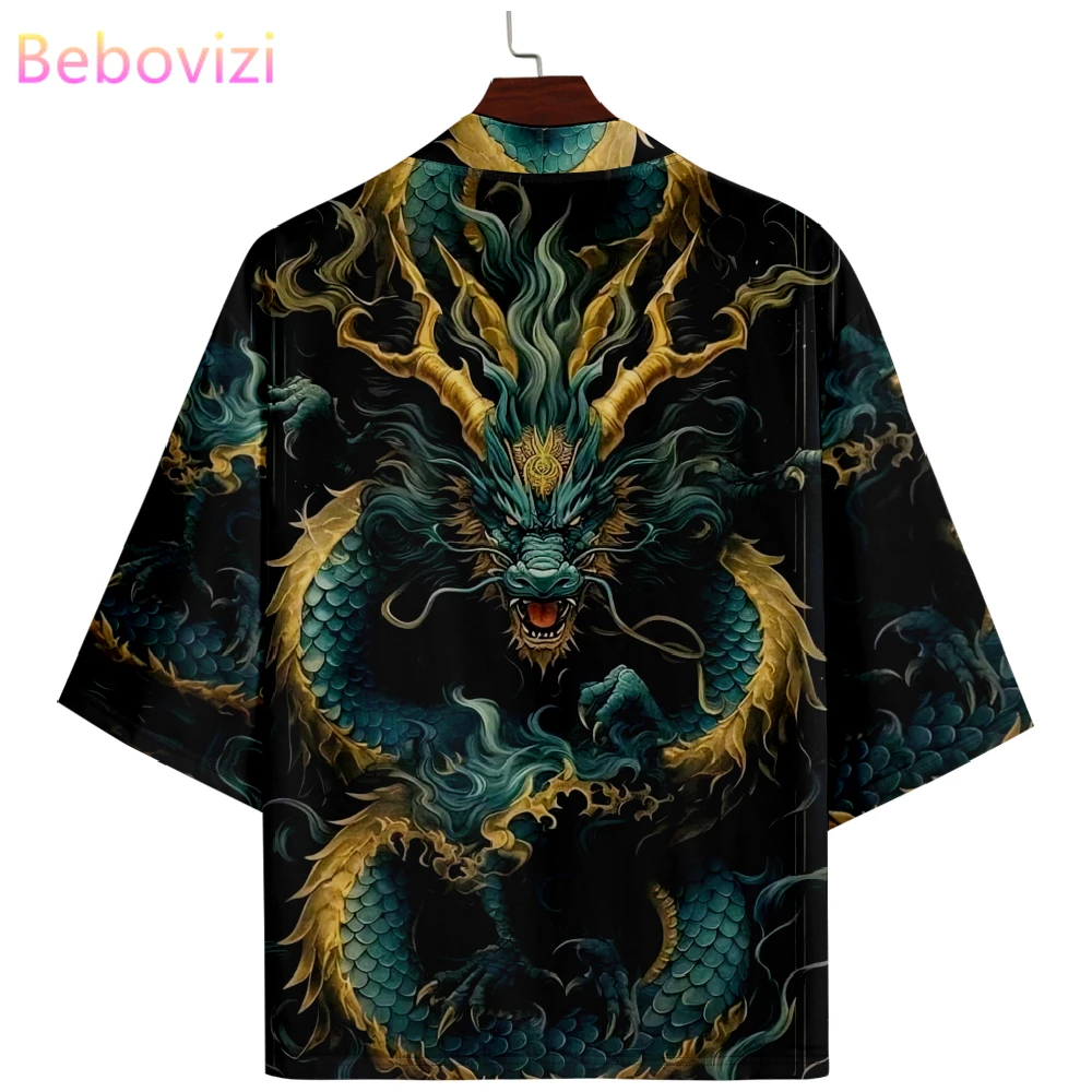 

Japanese Anime Dragon Print Samurai Kimono 2024 Harajuku Men Women Cardigan Haori Summer Beach Yukata Asian Clothing