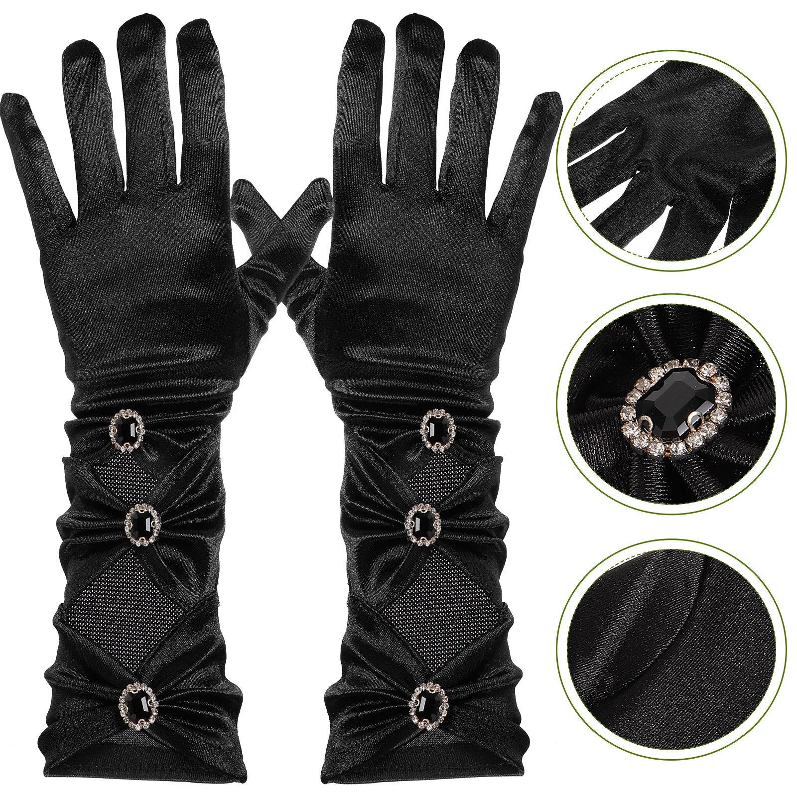 1 زوج أنيق القوس قفازات الساتان النساء يتوهم قفازات طويلة لحفل زفاف خطوبة مأدبة الرقص أوبرا الشاي الحدث ملابس أنيقة