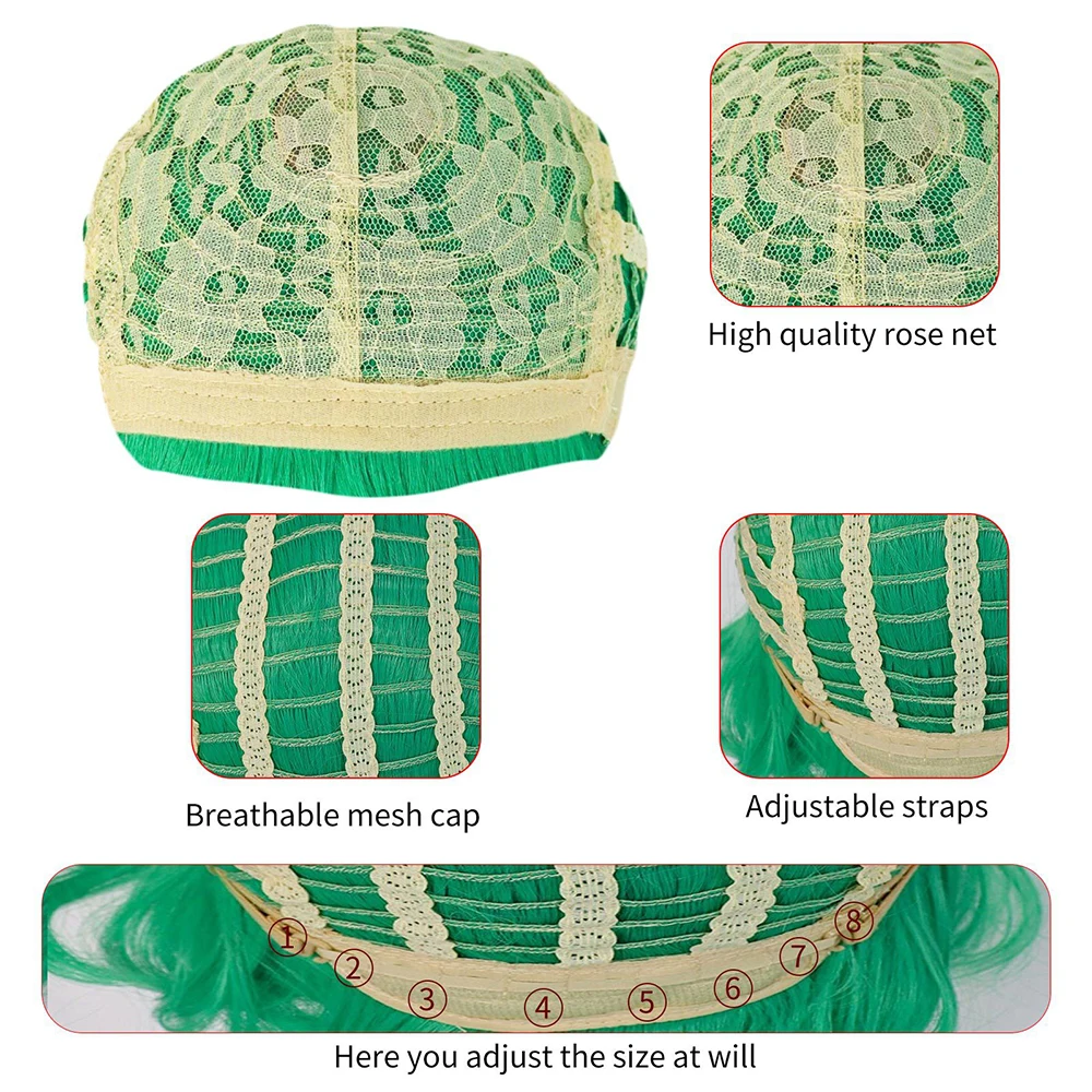 อนิเมะวันพันช์แมน ‌ ‌   ทัตสึมากิคอสเพลย์ผมสังเคราะห์ 12 นิ้วสีเขียวผมหยิกขึ้นไปด้านบนวิกผมฮาโลวีนทุกวันทนความร้อน