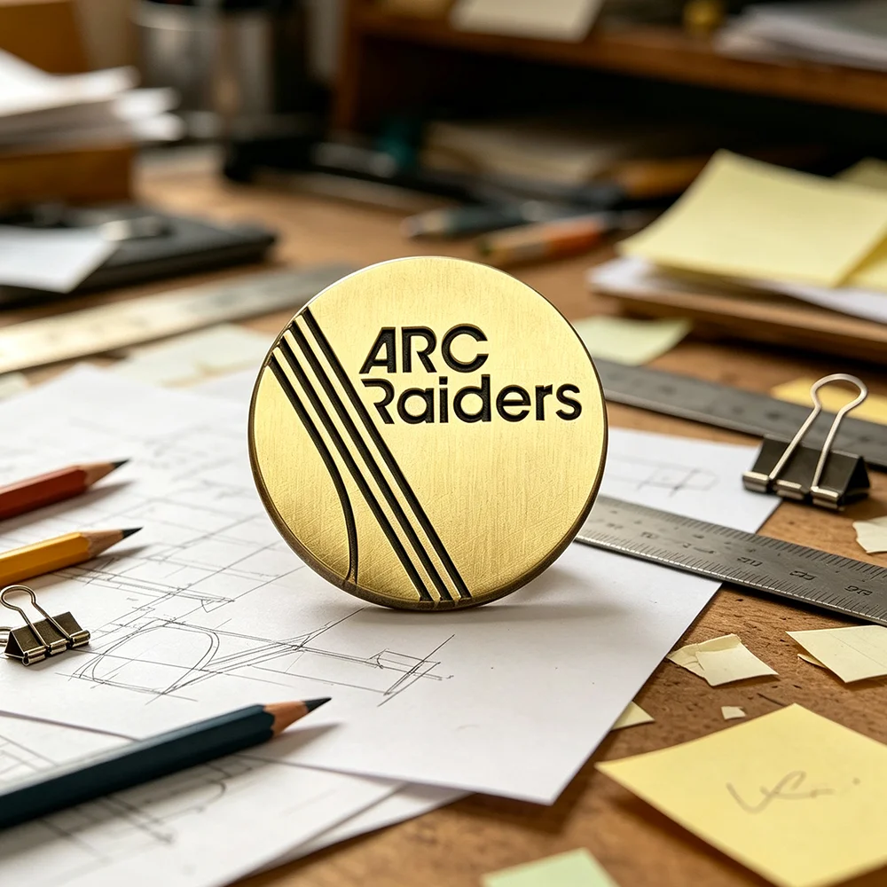 ARC Raiders Game Logo Enamel Pin Retro Golden Round Lapel Badge Brooch For Backpack Jacket Game Fans Collectible Decor Gift