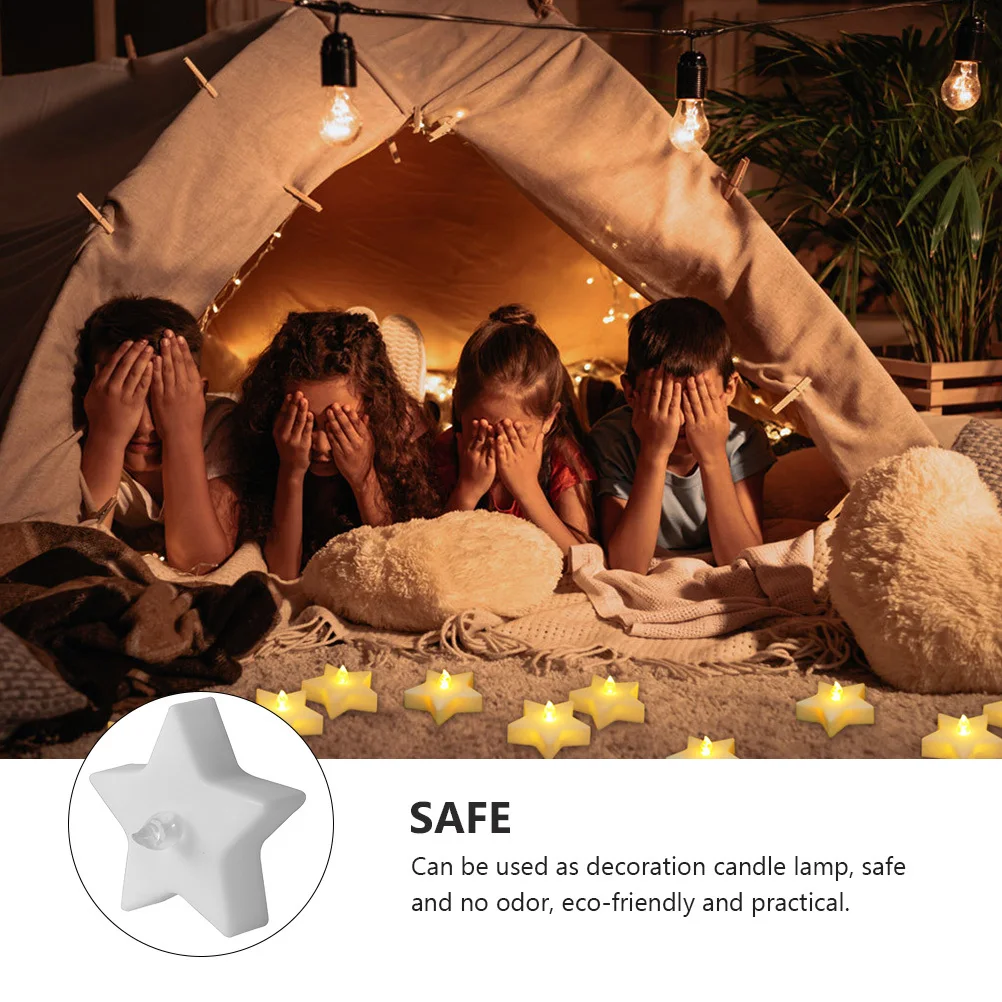 12pcs Led Electronic Lamp Warm White Plastic Fake Tea Wax For Christmas Party Decor Flameless Electric