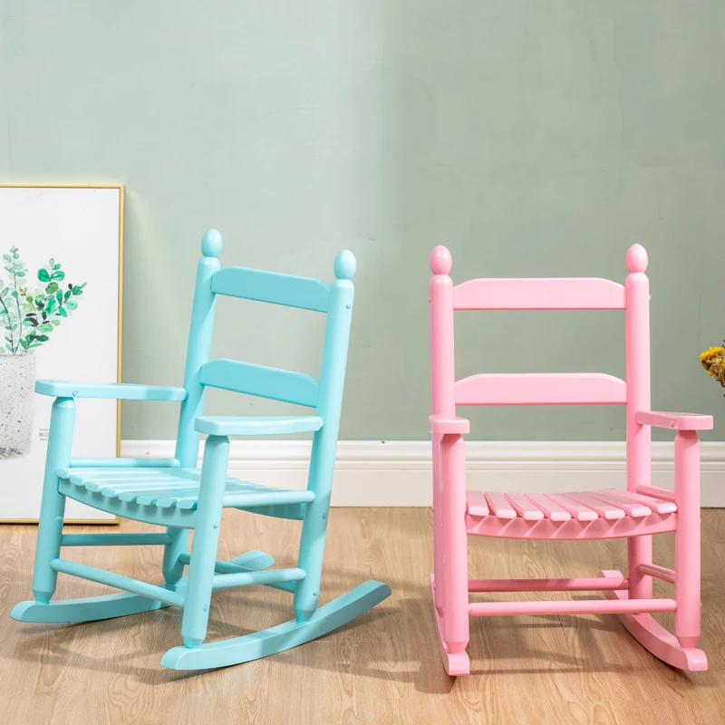 Children Rocking Chair Wooden Colorful Home Furniture Nordic Style Kids Chairs For Living Room DIY Chairs