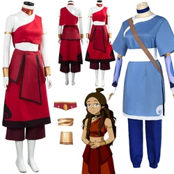 Katara Cosplay Fantasy Cartoon Last Cos Airbender Costume Outfits Roleplay Female Women Adult Halloween Carnival Party Suit