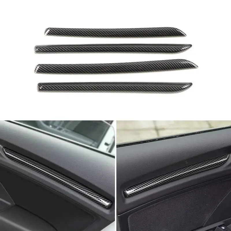 

For Audi A3 8V 2014 2015 2016 2017 2018 S3 2017 4pcs ABS Car Inner Door Window Panel Trim Strip Cover Trim Carbon Fiber Texture