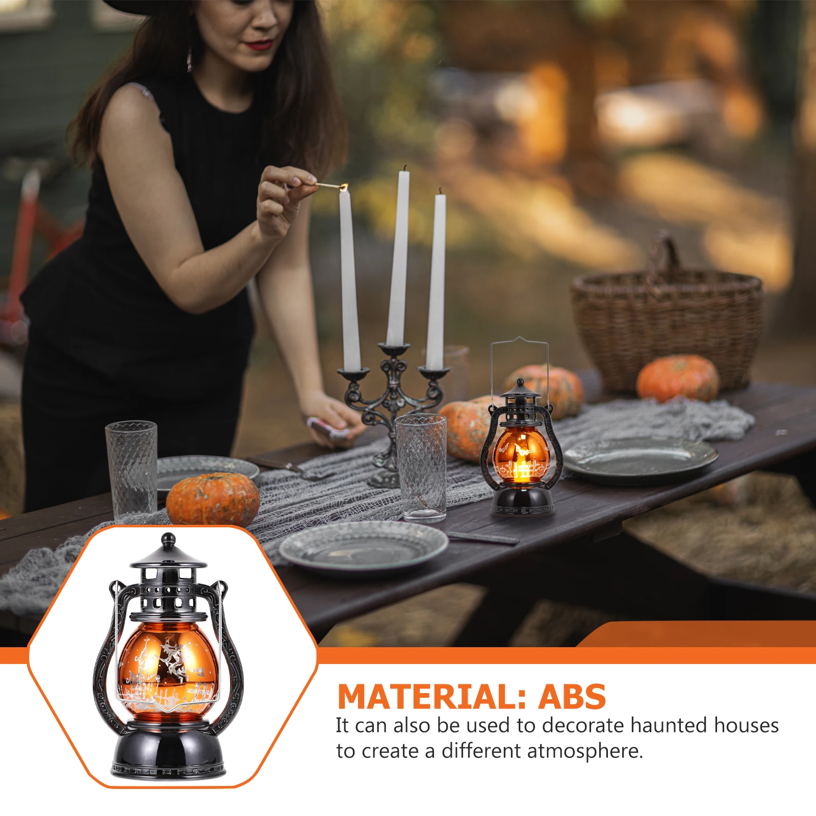

Luminous Oil Lamp Ornaments Retro Decor Halloween Decorative Lighting Outdoor Decorations Abs Lantern Lanterns