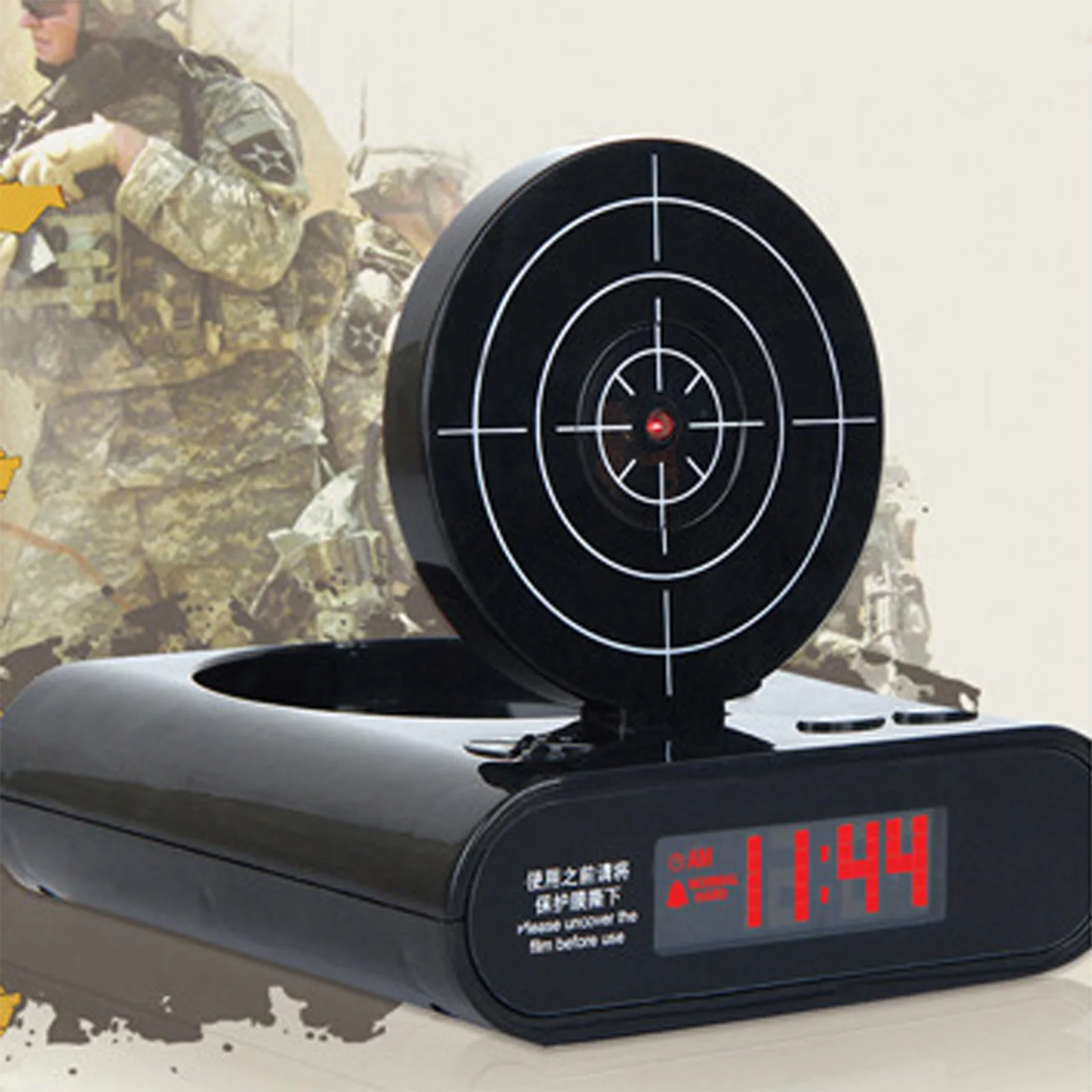 Target Wake UP Alarm Clock with Gun & LED Display Ringtones Customization 2 Alarming Modes for Heavy Sleepers Novelty  Girls
