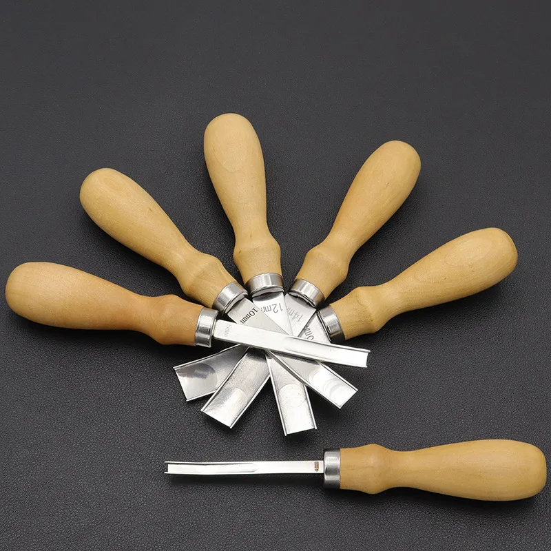 4mm-16mm Practical Leather Craft Edge Beveler Skiving Beveling Knife DIY Cutting Trimming Hand Craft Tool with Wood Handle view 6