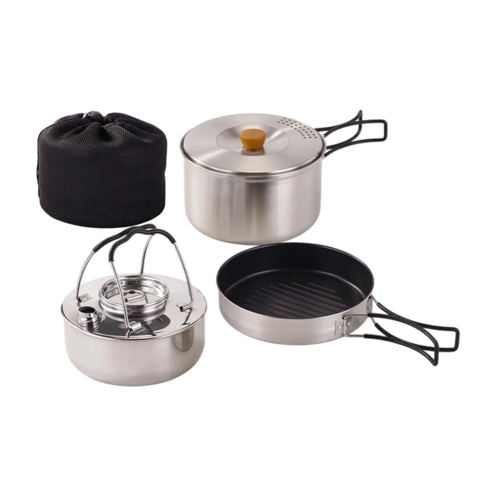 

Camping Mess Kit,Nonstick Frying Pan,Open Fire Cookware,Folding Handle,Gear,Outdoor Camping Cookware,Soup Pot for Camping BBQ