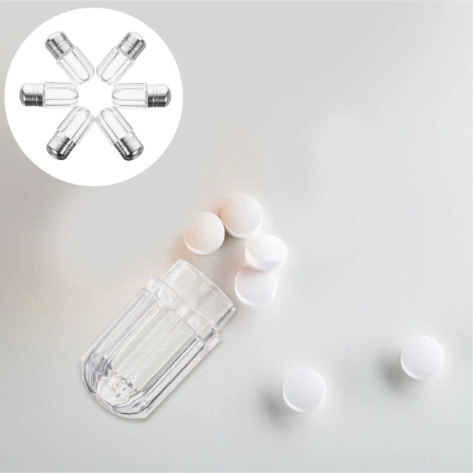 

20 шт. пустых флаконов для таблеток с крышками, компактный контейнер для лекарств для путешествий, легкий держатель для капсул, удобный футляр для таблеток