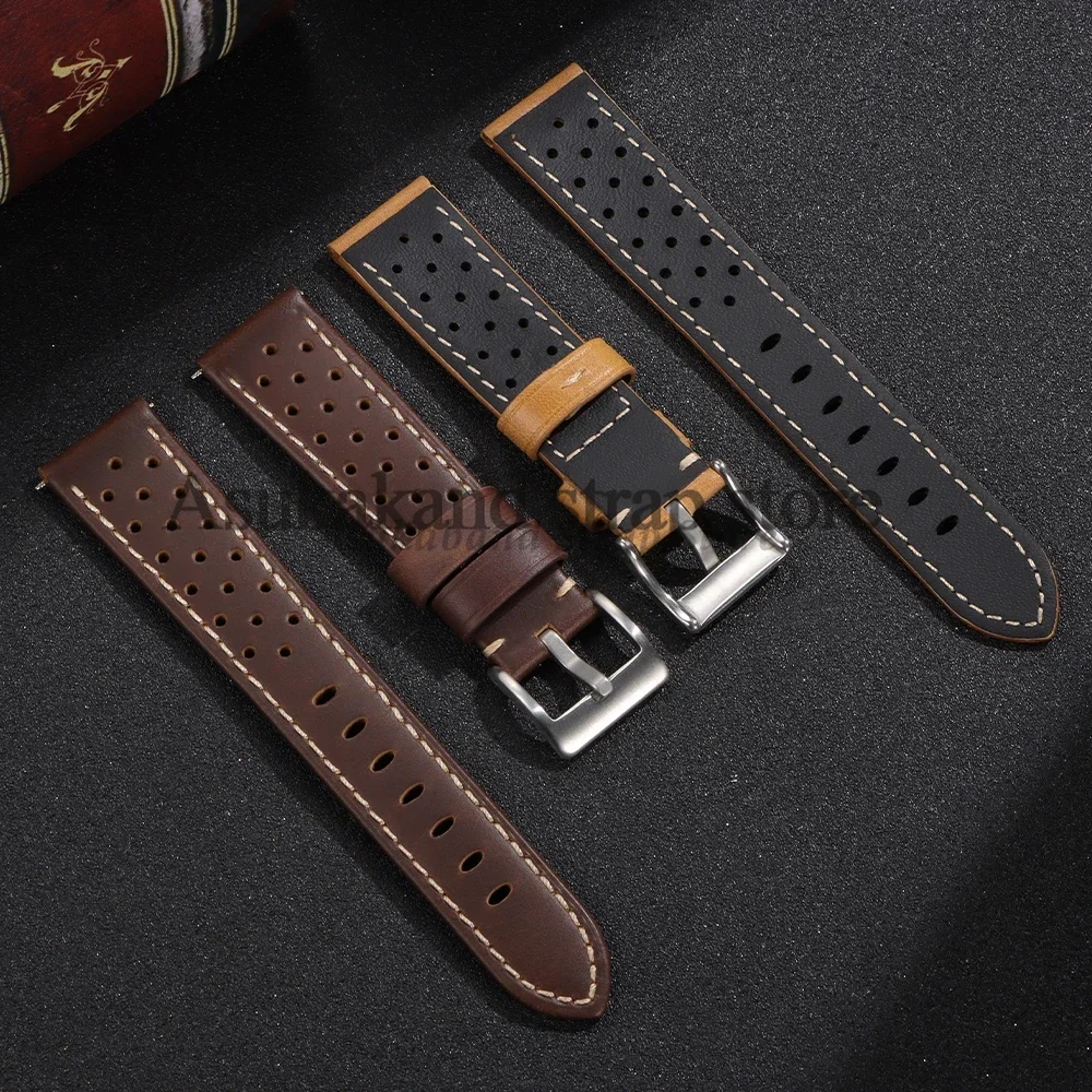 18mm 20mm 22mm 24mm Genuine Cowhide Leather WatchStrap Soft Breathable Wristband for Tissot for Seiko Watch Band Men Women strap