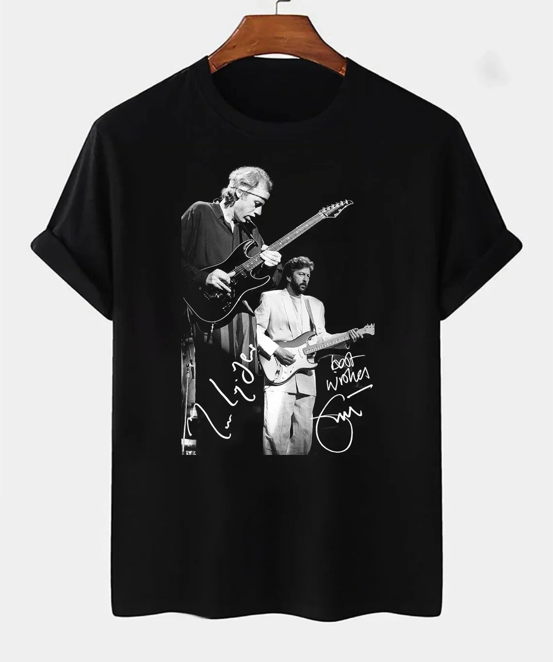 Eric Clapton Mark Knopfler ​Signed Men T-shirt Black Tee All Sizes S-5XL